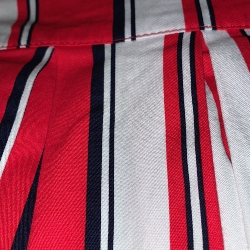 Vintage A Line Stripped Midi Skirt Red White & Navy w/Pockets Womens Size Medium - Picture 6 of 9